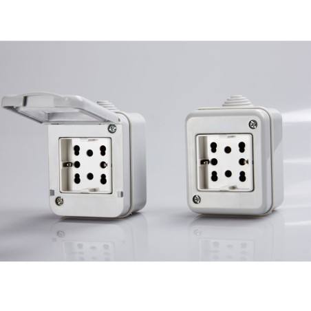 Side Box IP40 2 moduli completo di presa Side