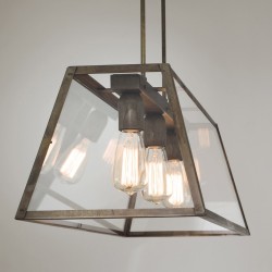 Il Fanale London Rettangolare 80x30 3 Luci Lampada a Sospensione