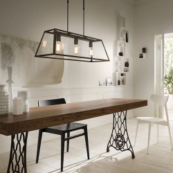 Il Fanale London Rettangolare 80x30 3 Luci Lampada a Sospensione