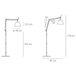 Artemide Tolomeo Basculante Raso Lampada da Terra
