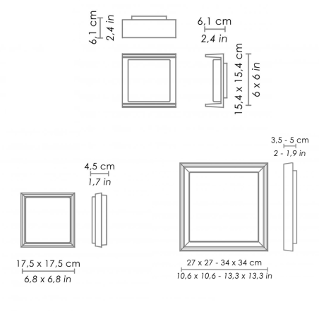 Ailati Alu Quadrata Lampada da Parete/Soffitto IP54