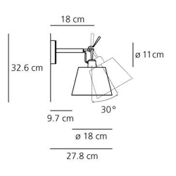 Tolomeo Wall lamp, Diffuser ø 18