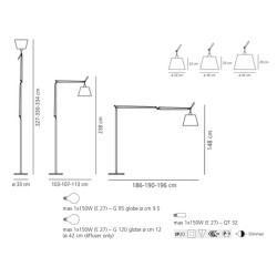 Artemide Tolomeo Mega LED Pergamena Lampada da Terra