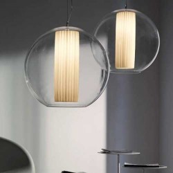 Modoluce Bolla Ellisse Lampada a Sospensione Plissè
