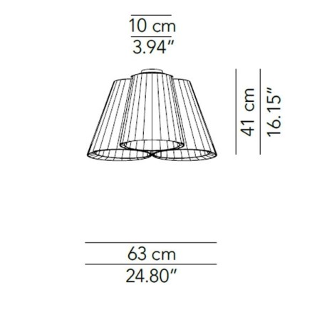 Modoluce Florinda 3 Plissé Ribbon Lampada da Soffitto