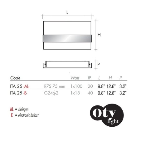 Oty Light ITA 25 Lampada da Parete Offerta