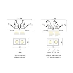 Aqlus Click  Faretto Quadro 2X con  Bordo