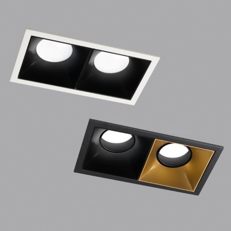 Aqlus Click  Faretto Quadro 2X con  Bordo Nero