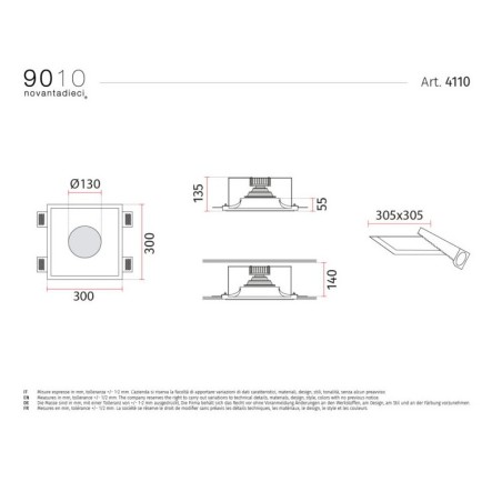 Belfiore 4110 Lampada da Incasso a Soffitto