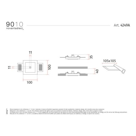 Belfiore 4249A Lampada da Incasso a Soffitto