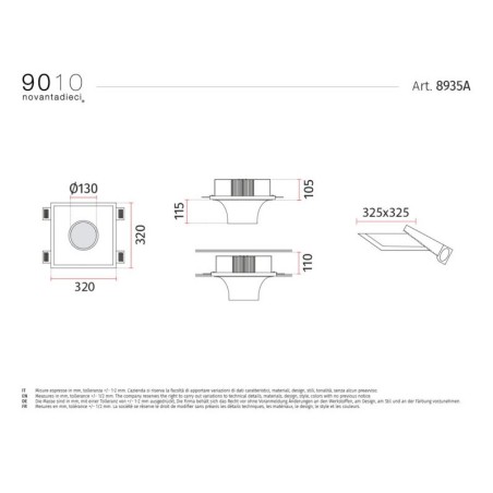 Belfiore 8935A Lampada da Incasso a Soffitto