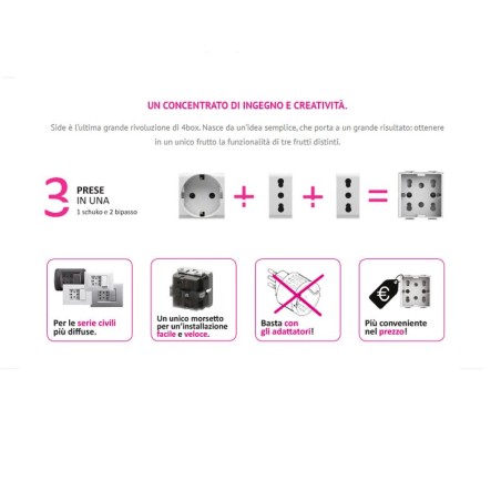 4Box 4B.V14.H21 Presa Multistandard PER VIMAR® PLANA BIANCA