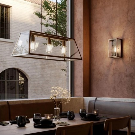 Il Fanale London Rettangolare 80x30 3 Luci Lampada a Sospensione